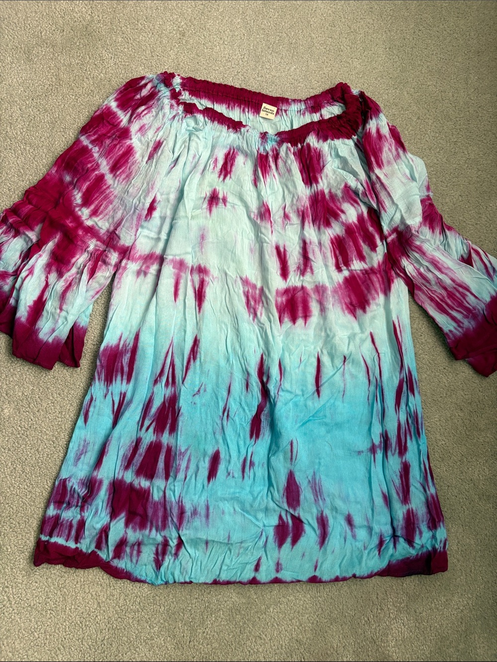 Tye Dye Dress 1X blue pink Seven Islands